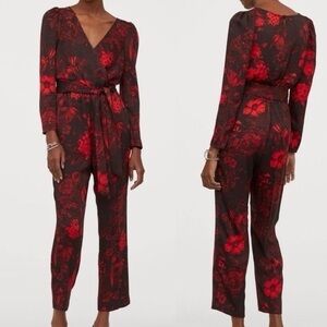 H&M Red Floral Jumpsuit